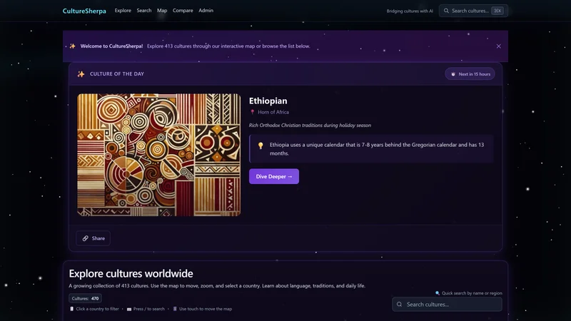CultureSherpa cultural exploration interface